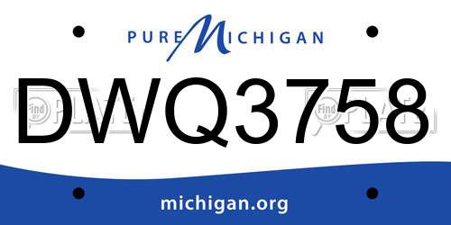 DWQ3758 Michigan License Plate