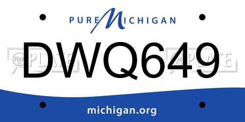 DWQ649 Michigan License Plate