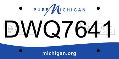 DWQ7641 Michigan License Plate