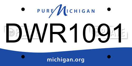 DWR1091 Michigan License Plate