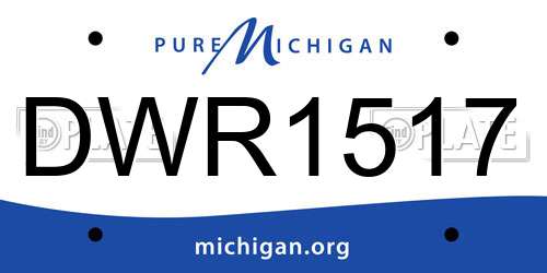 DWR1517 Michigan License Plate