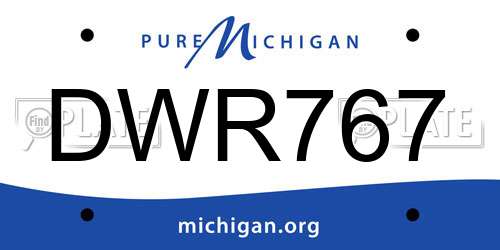 DWR767 Michigan License Plate