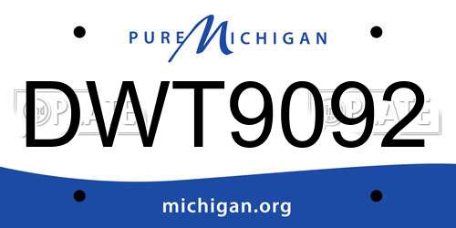 DWT9092 Michigan License Plate