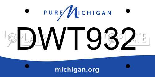 DWT932 Michigan License Plate