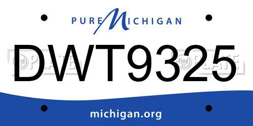 DWT9325 Michigan License Plate