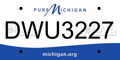 DWU3227 Michigan License Plate
