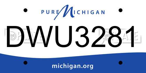 DWU3281 Michigan License Plate