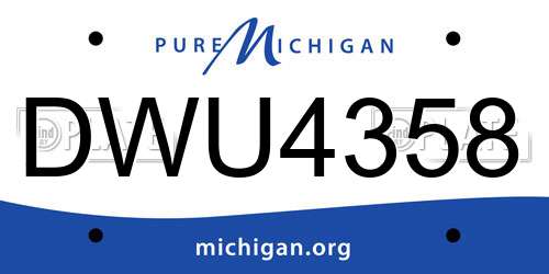 DWU4358 Michigan License Plate