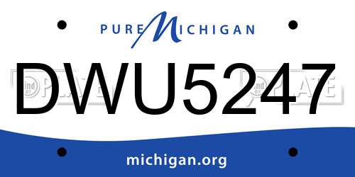 DWU5247 Michigan License Plate