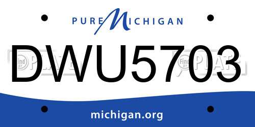 DWU5703 Michigan License Plate