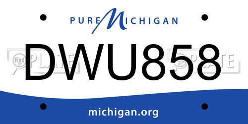 DWU858 Michigan License Plate