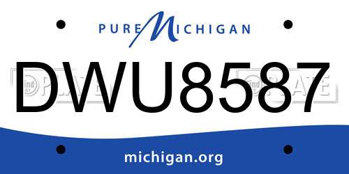 DWU8587 Michigan License Plate