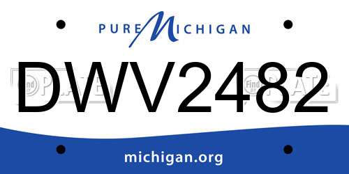 DWV2482 Michigan License Plate