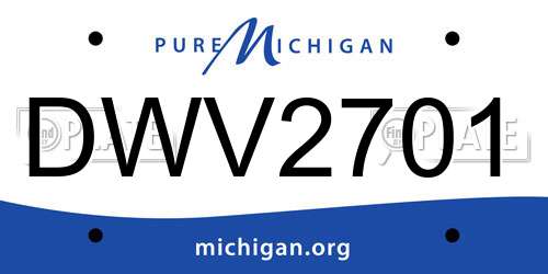 DWV2701 Michigan License Plate