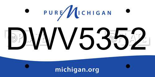 DWV5352 Michigan License Plate