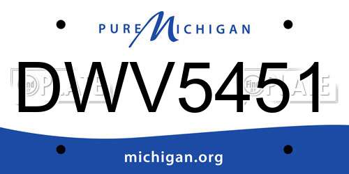 DWV5451 Michigan License Plate