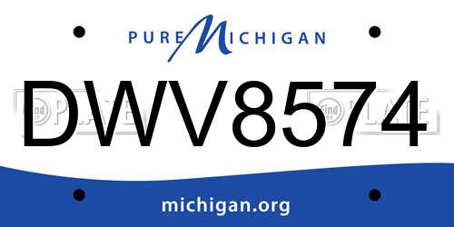 DWV8574 Michigan License Plate
