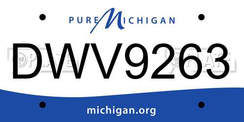 DWV9263 Michigan License Plate