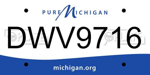 DWV9716 Michigan License Plate