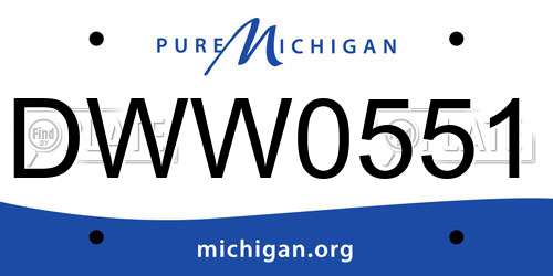 DWW0551 Michigan License Plate
