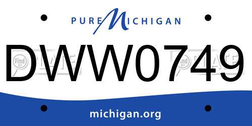 DWW0749 Michigan License Plate