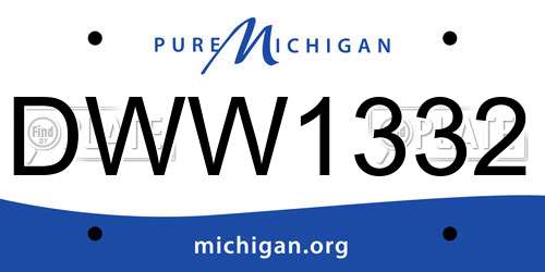 DWW1332 Michigan License Plate
