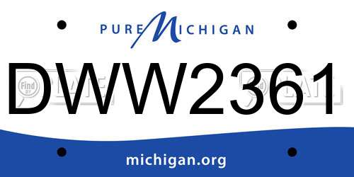 DWW2361 Michigan License Plate