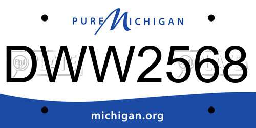 DWW2568 Michigan License Plate