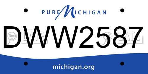DWW2587 Michigan License Plate