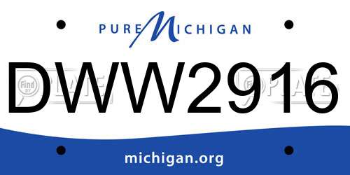 DWW2916 Michigan License Plate