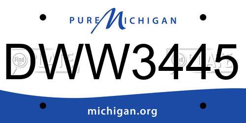 DWW3445 Michigan License Plate