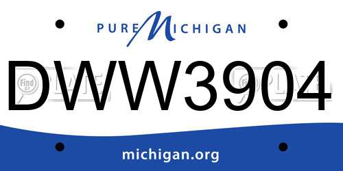 DWW3904 Michigan License Plate