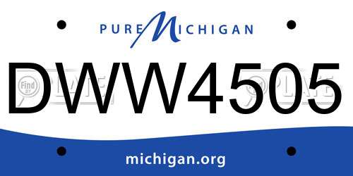 DWW4505 Michigan License Plate