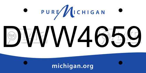 DWW4659 Michigan License Plate