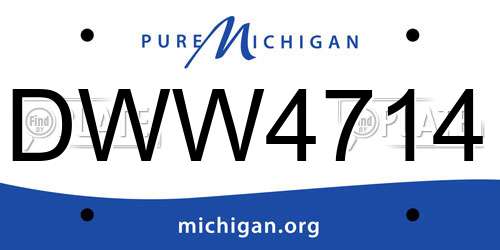 DWW4714 Michigan License Plate