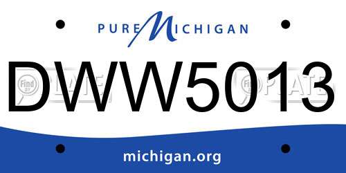 DWW5013 Michigan License Plate