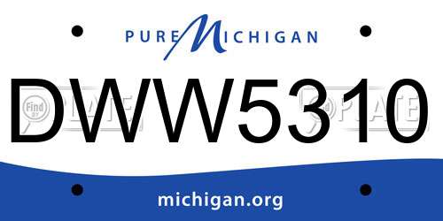 DWW5310 Michigan License Plate