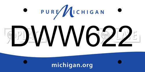 DWW622 Michigan License Plate