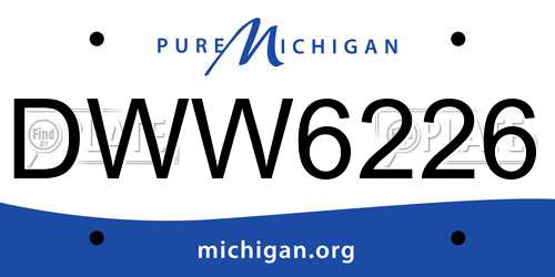 DWW6226 Michigan License Plate