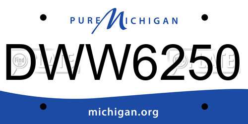 DWW6250 Michigan License Plate