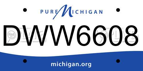 DWW6608 Michigan License Plate