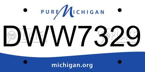 DWW7329 Michigan License Plate