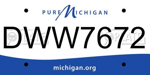 DWW7672 Michigan License Plate