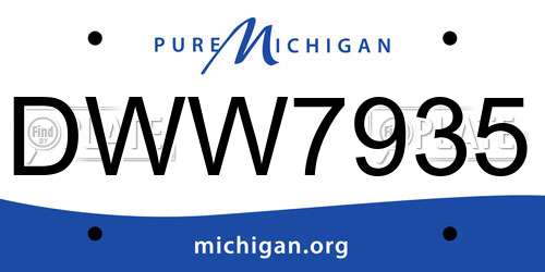 DWW7935 Michigan License Plate