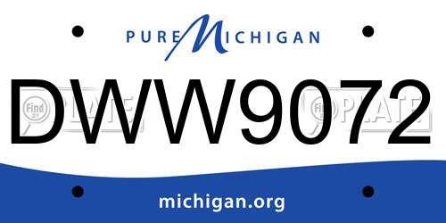 DWW9072 Michigan License Plate