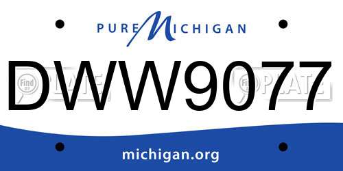 DWW9077 Michigan License Plate