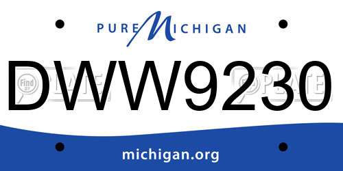 DWW9230 Michigan License Plate