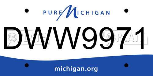 DWW9971 Michigan License Plate