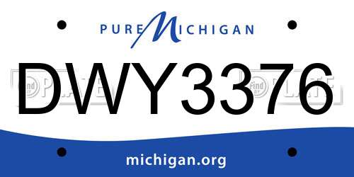 DWY3376 Michigan License Plate