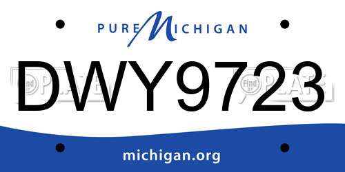 DWY9723 Michigan License Plate